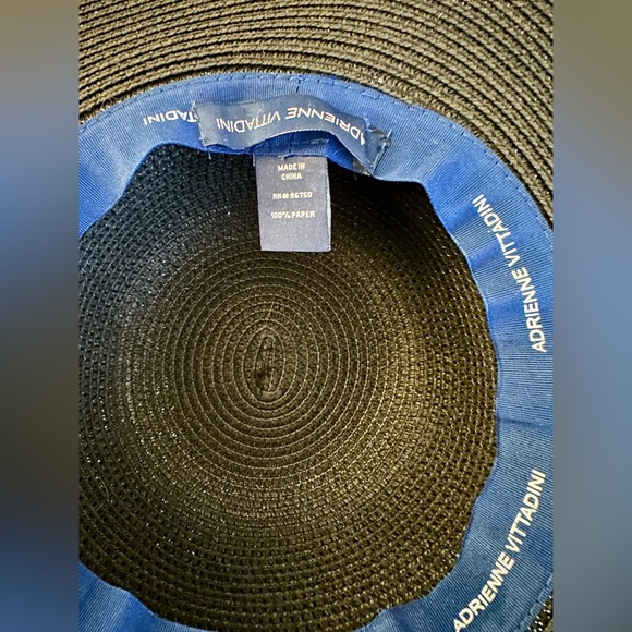 💫Adrienne Vittadini Wide Brim Hat 🎀 Elegant Black + Ribbon💫 - Picture 6 of 6